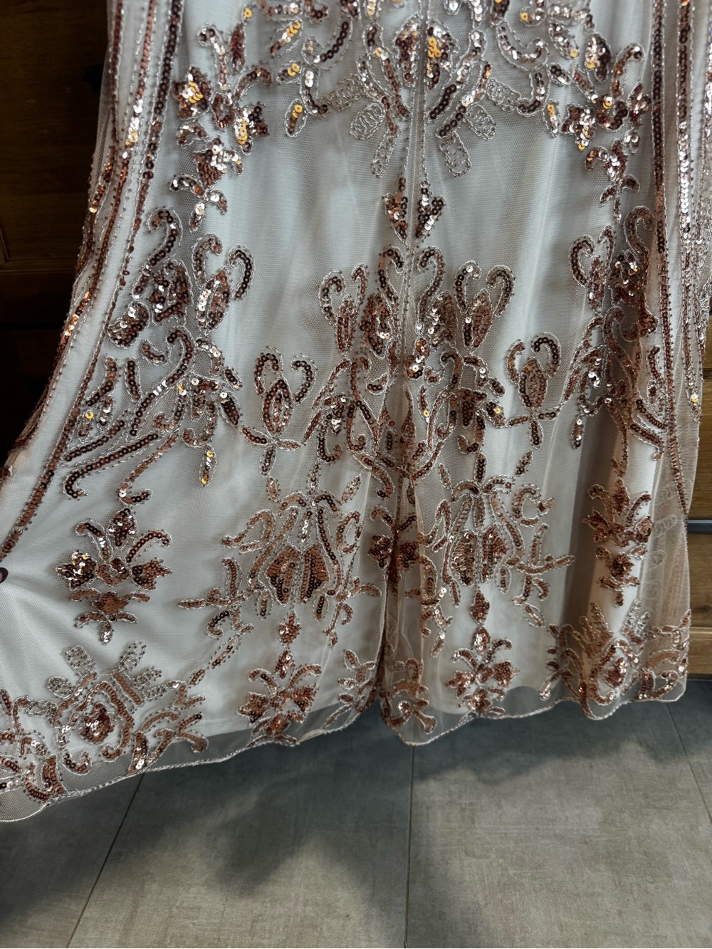 Lulu's Blush Champagne Sequin V-Neck Prom/Gala Dress - Picture 6 of 11